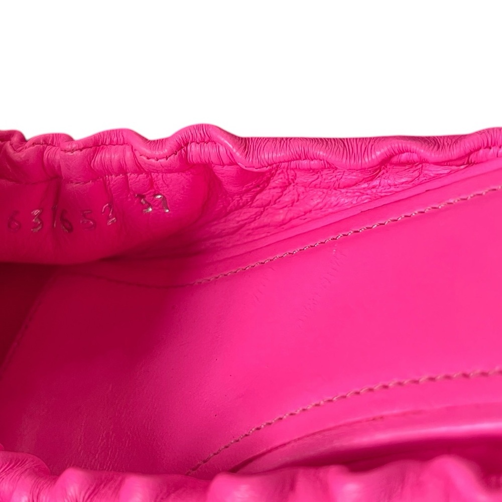 Balenciaga Women’s Knife Scrunch Mule 37 Neon Pink Low Heel Napa Leather FLAWED - Picture 9 of 11